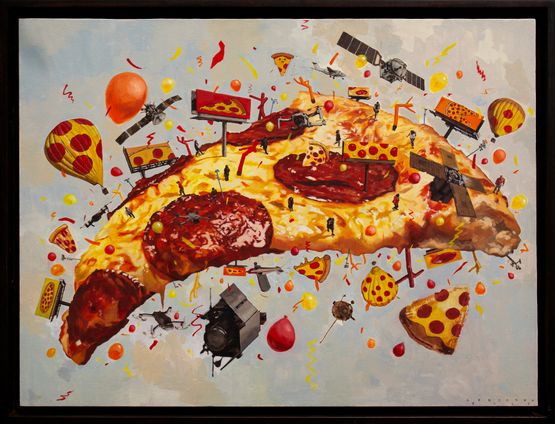 The hills have eyes and ears  and apparently a  30-minute delivery guarantee by Keb Cerda contemporary artwork Painting