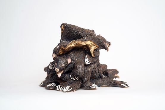 A pile of bearskins from one of the hunts of Nicolae Ceausescu by Ioana Maria Sisea contemporary artwork Sculpture