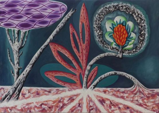 Rosa Spitzgewachs Horizont 18 by Hartmut Neumann contemporary artwork Painting