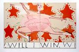 Pink Skater Will I Win Will I Win by Rose Wylie contemporary artwork painting works on paper