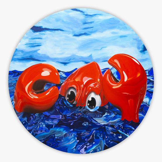 Lobster at Sea Sky Blue by Philip Colbert contemporary artwork Painting