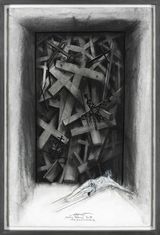 Etude pour la cathedrale de Port-au-Prince Haiti by Ernest Pignon-Ernest contemporary artwork drawing works on paper