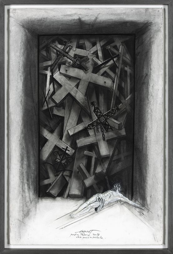 Etude pour la cathedrale de Port-au-Prince Haiti by Ernest Pignon-Ernest contemporary artwork Works on Paper