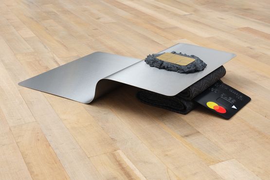 card eating tongue by Gabriel Kuri contemporary artwork Sculpture