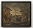 Untitled Figura umana gallo e insetti by Luigi Zuccheri contemporary artwork Painting