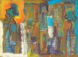 Sarouja Souk by Asaad Arabi contemporary artwork painting works on paper