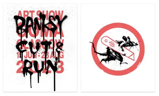 Cut and Run Set of 2 Posters by Banksy contemporary artwork Print