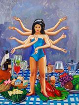 The butterfly flew to the table by Ding Hongdan contemporary artwork painting