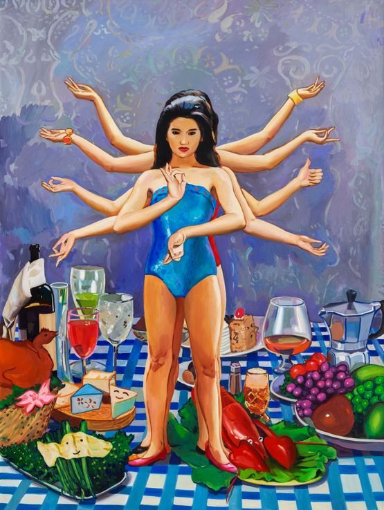 The butterfly flew to the table by Ding Hongdan contemporary artwork Painting