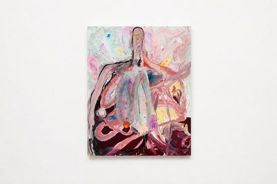 On the wings of darkness the light is soaring these limbs soft like boiled noodles skidding down their bones by Jedda Daisy Culley contemporary artwork Painting