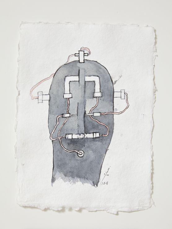 Headcase working drawing 5 by Julia Morison contemporary artwork Works on Paper