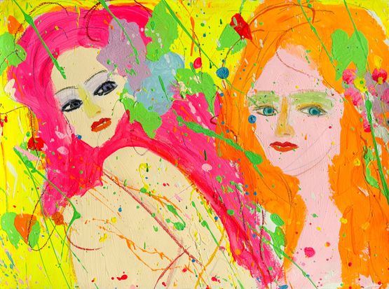 Kiss Me Kiss Me by Walasse Ting contemporary artwork Painting