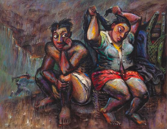 Find Shelter from the Rain by Luo Zhongli contemporary artwork Painting