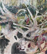 The Hallucinations of Poets painted forest by Hernan Bas contemporary artwork works on paper print