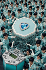 Blue Core Assembly by Emi Kusano contemporary artwork print