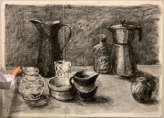 Still Life with Black Jug II Drawing from a Natural History of the Studio by William Kentridge contemporary artwork Works on Paper