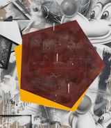 Untitled Red Pentagon on Yellow Pentagon by Barry Reigate contemporary artwork painting