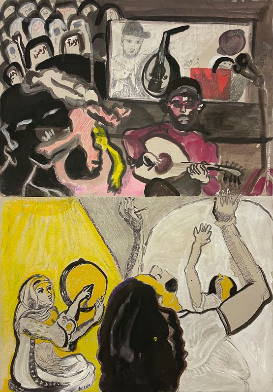 Wanted Blind Beloved in Jail and on the Water by Mounira Al Solh contemporary artwork Painting