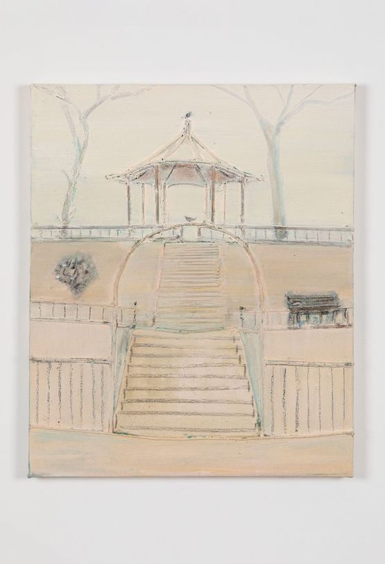 Bandstand With 2 Birds by Merlin James contemporary artwork Painting