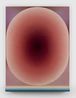 Cadmium red brain on mauve background above blue water by Loie Hollowell contemporary artwork Painting