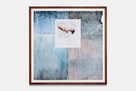 Nos diables rouges nos derives commotions Sa zye pa we tche pa fe mal. oubli et chemin bleu avant-bras poing by Julien Creuzet contemporary artwork Works on Paper