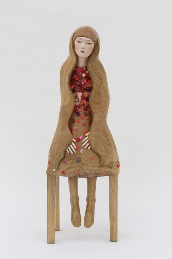 red button girl by Tanada Koji contemporary artwork Sculpture