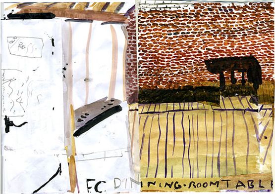 FC Dining Room by Rose Wylie contemporary artwork Painting