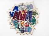 Red Triangle Geometric Quilt by Mike Cloud contemporary artwork painting