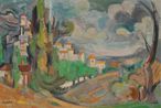 Paysage aux nuages by Andre Lhote contemporary artwork Painting