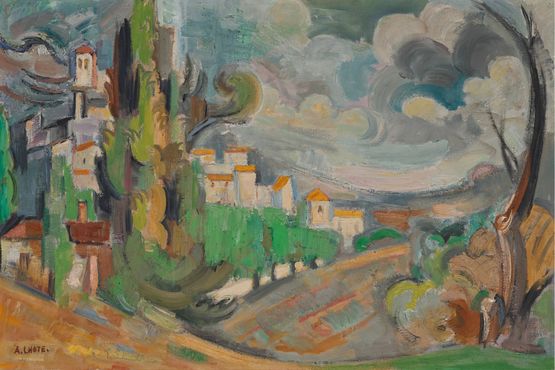 Paysage aux nuages by Andre Lhote contemporary artwork Painting