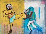 Retribution Sometimes I kick my own ass by Khaleb Brooks contemporary artwork painting