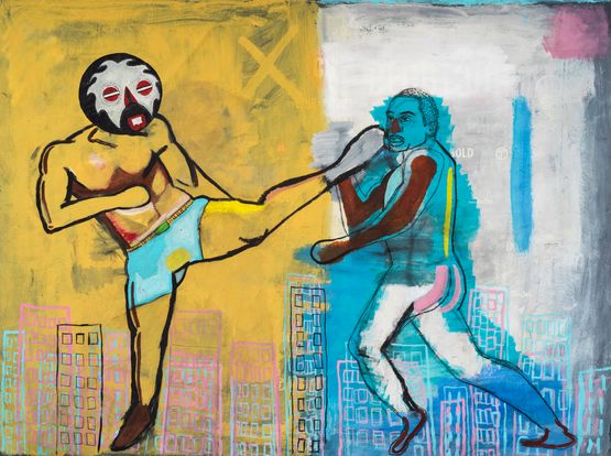Retribution Sometimes I kick my own ass by Khaleb Brooks contemporary artwork Painting