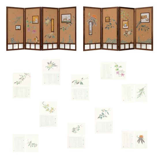 Gathering of Ten Fragrances-Screens  Album Leaves by Cheuk Ka-Wai Cherie contemporary artwork Works on Paper