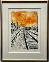 Train Tracks Orange by Bob Dylan contemporary artwork print