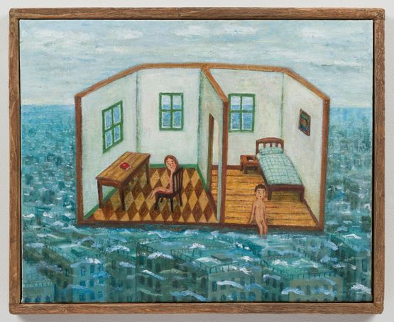 Dollhouse in the Ocean by Masao Nakahara contemporary artwork Painting
