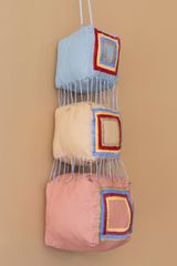 Hanging Cubes With Thin Plaits and Nicely Embroidered Inner Squares by Lisa Walker contemporary artwork sculpture
