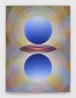 Overview Effect in blue and red with small mandorla by Loie Hollowell contemporary artwork Painting