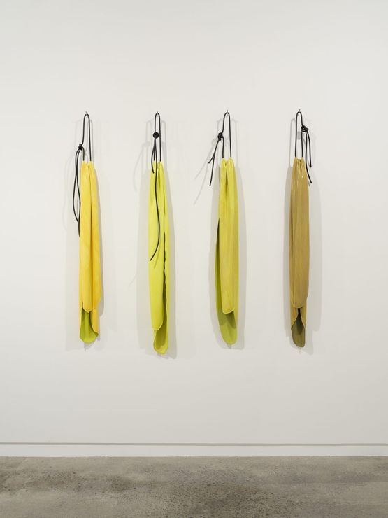 Bright Yellow Gather Lemon Yellow Gather Chartreuse 2 Gather Green Gold Gather by Helen Calder contemporary artwork Painting