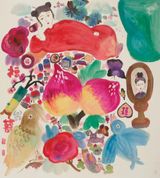 Fantasies Behind the Pearly Curtain by Wang Mengsha contemporary artwork painting works on paper