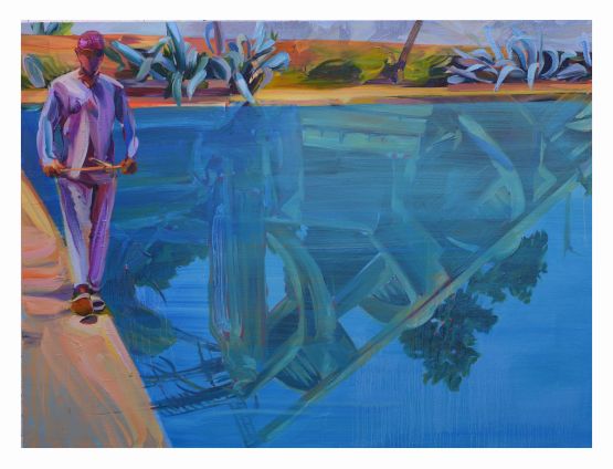 The ruin the pool and the water diviner by Duncan Wylie contemporary artwork Painting