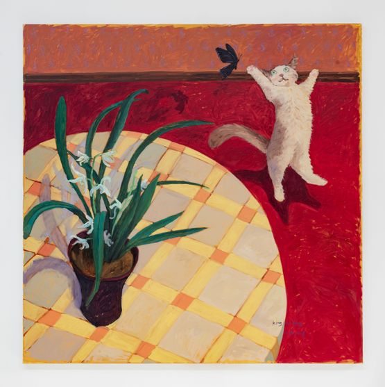 Orchid-Cat-Butterfly -- by Kong Huidong contemporary artwork Painting
