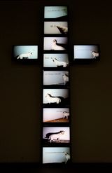 Canine Monk by Hung-Chi Peng contemporary artwork moving image sculpture