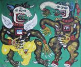 Konspirasi Penjual Negara AdidayaTrade Conspiracy of Superpower Countries by Heri Dono contemporary artwork painting