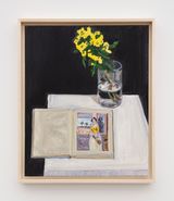 Yellow flowers and Matisse book by Jean-Philippe Delhomme contemporary artwork painting