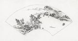 Fan painting The Return Crossing   by Li Qing contemporary artwork drawing