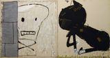 Cat  Skull by Rose Wylie contemporary artwork painting works on paper