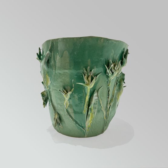 Ceramic Vase Celadon Big by Mary-lynn Massoud  Rasha Nawam contemporary artwork Sculpture