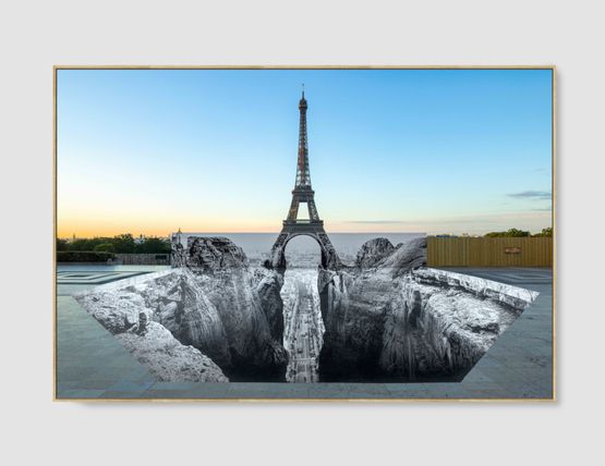 Trompe loeil Les Falaises du Trocadero 27 Mai 2021 6h18 Paris France by JR contemporary artwork Painting