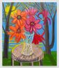 Red Dahlias For the Moon Again by Ann Craven contemporary artwork Painting
