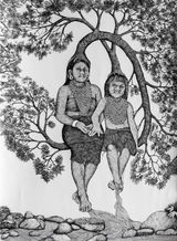 Go Back to Roots 39 by Joydeb Roaja contemporary artwork drawing painting works on paper